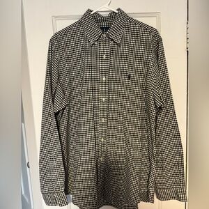 Ralph Lauren Black and White Gingham Button Up Shirt Size L